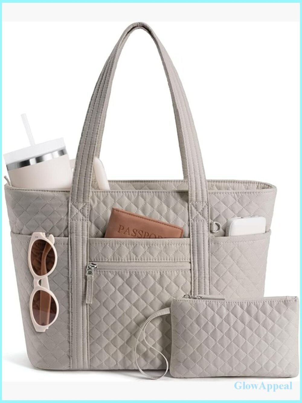Quilted Cotton Tote Bag for Women, Puffer Work Tote Teacher Nurse Shoulder Bag